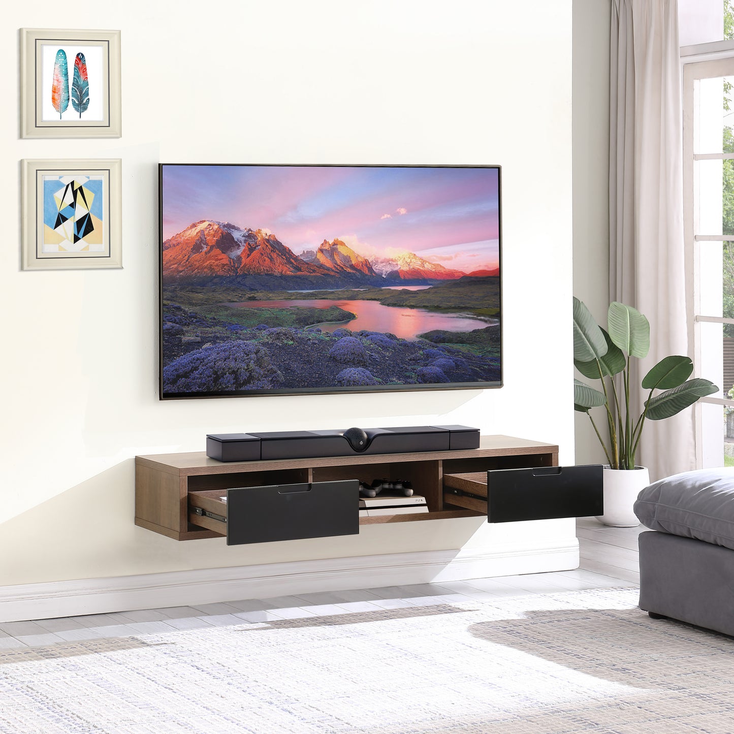 Criterion Air Wall Mount Entertainment Unit 1500mm Dark Oak