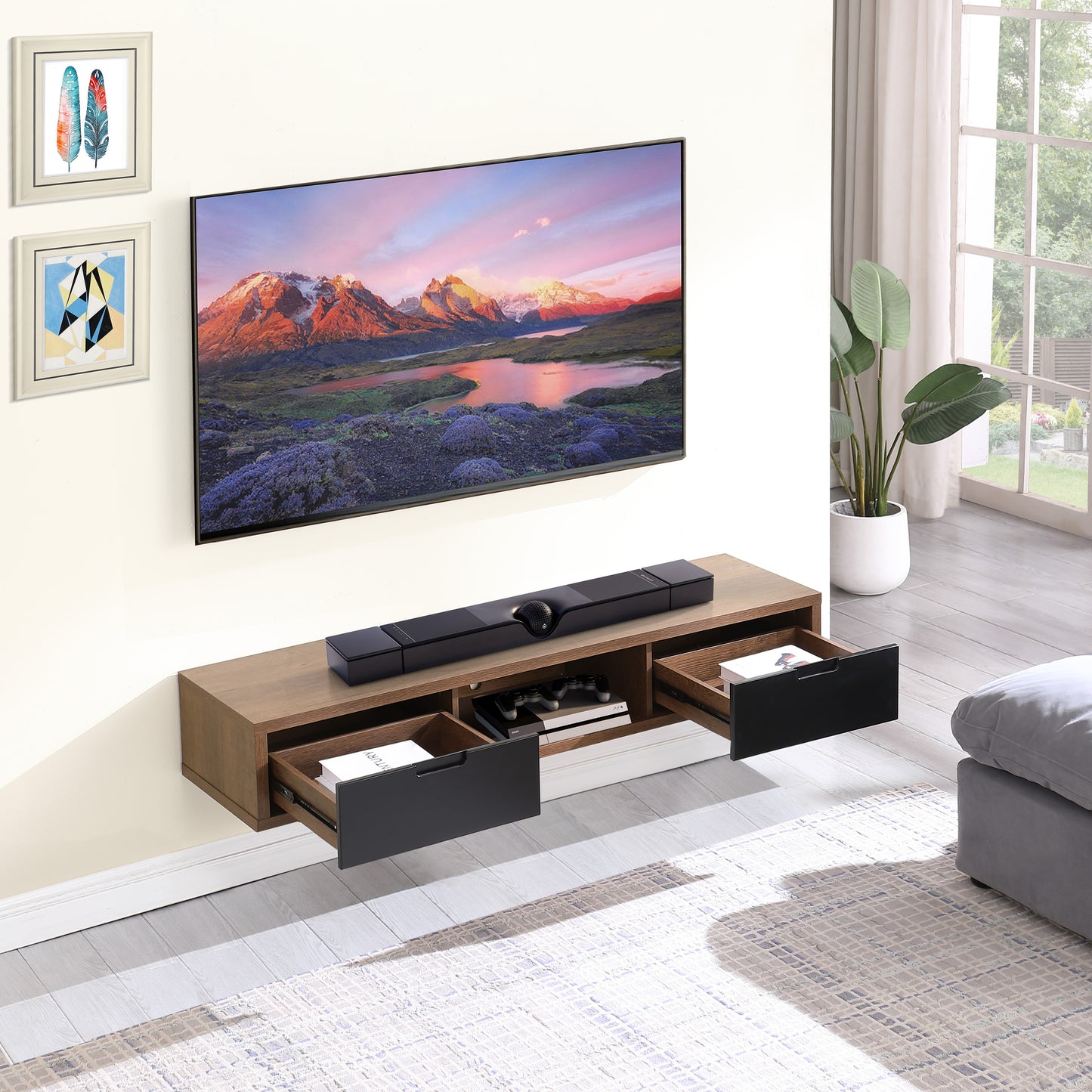 Criterion Air Wall Mount Entertainment Unit 1500mm Dark Oak