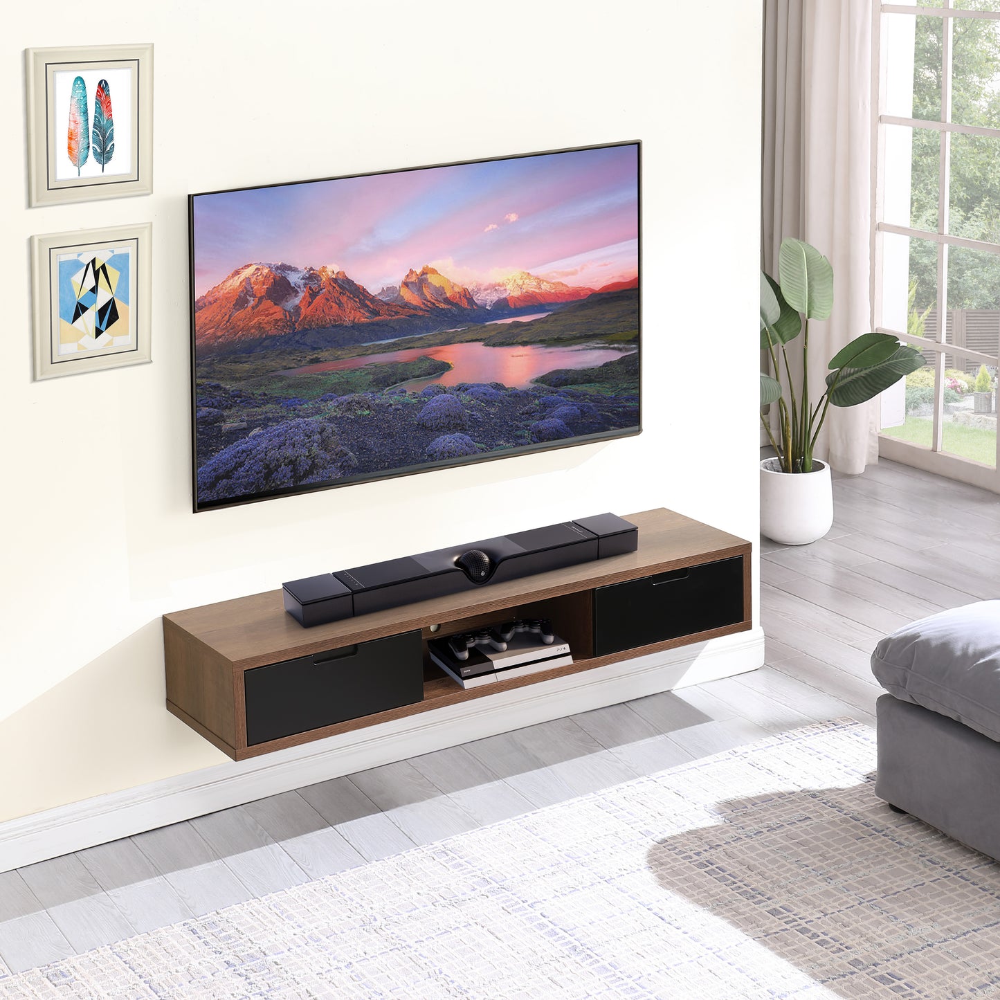 Criterion Air Wall Mount Entertainment Unit 1500mm Dark Oak