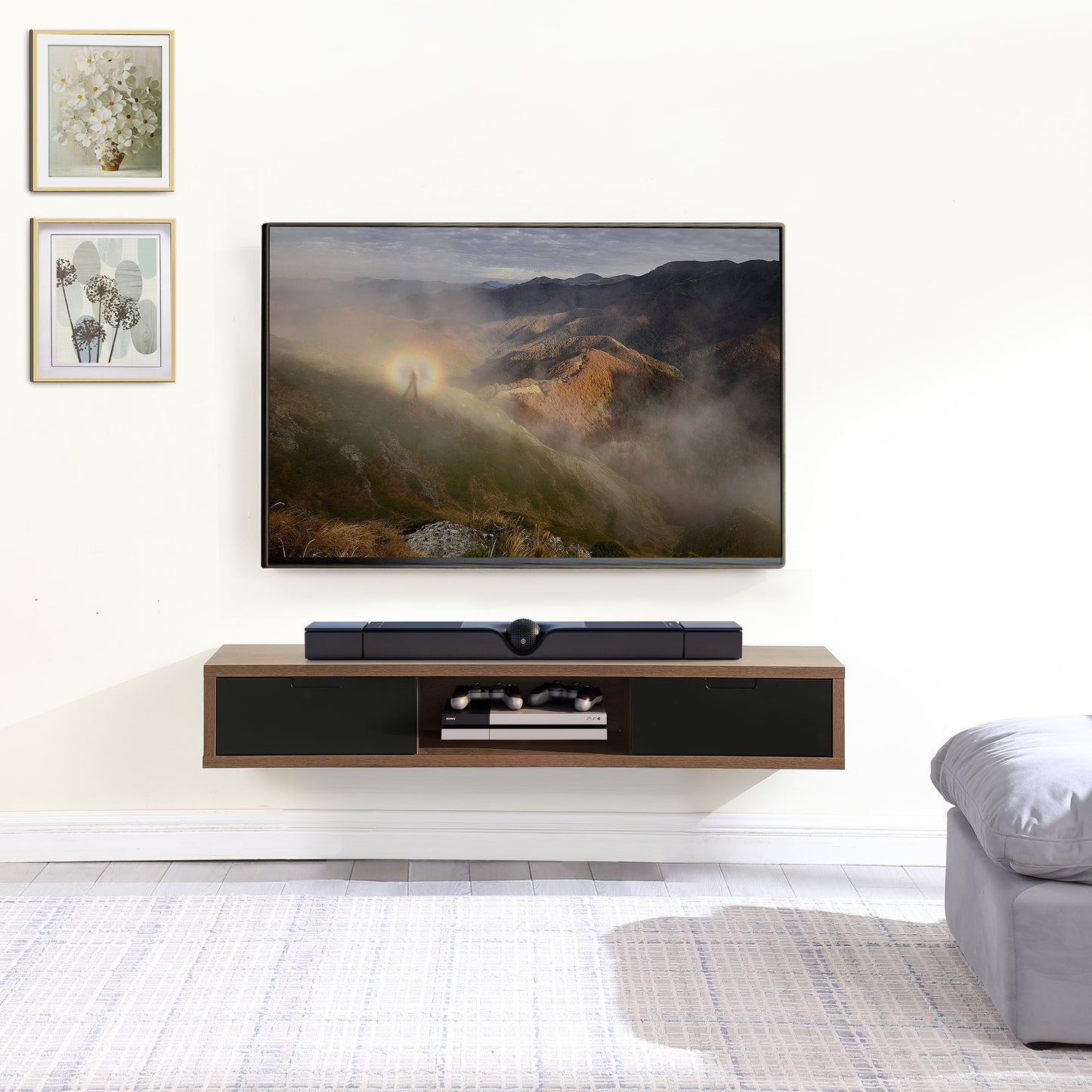 Criterion Air Wall Mount Entertainment Unit 1500mm Dark Oak