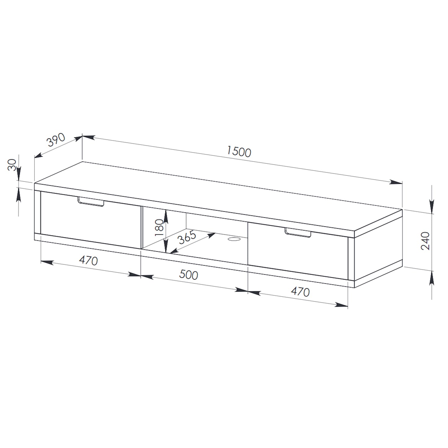 Criterion Air Wall Mount Entertainment Unit 1500mm Dark Oak