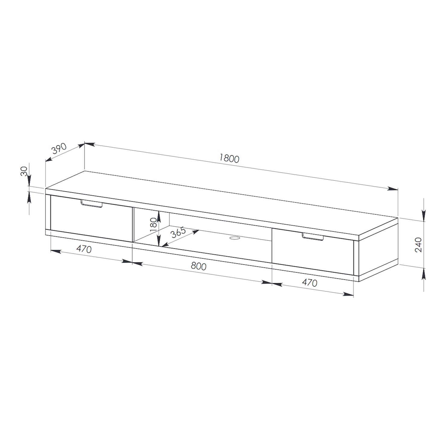 Criterion Air Wall Mount Entertainment Unit 1800mm Dark Oak