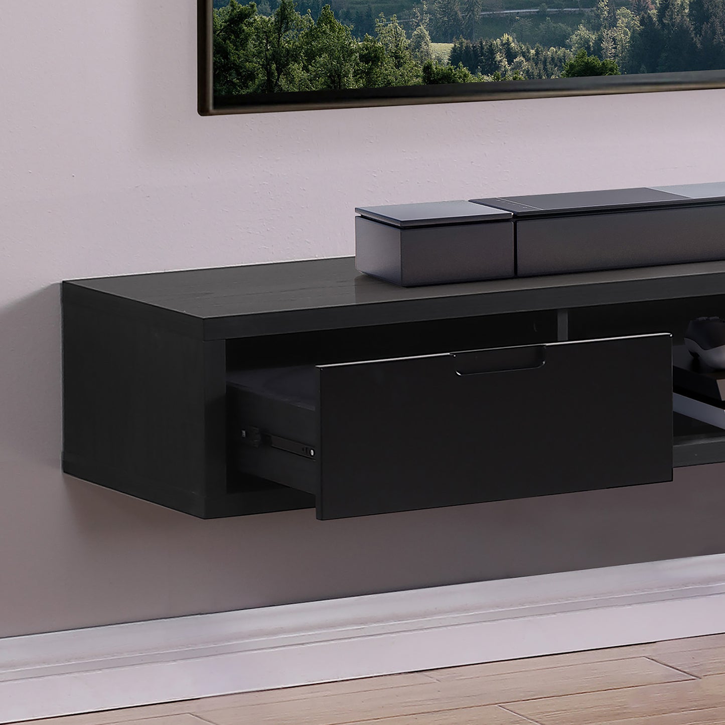 Criterion Air Wall Mount Entertainment Unit 1800mm Black Oak