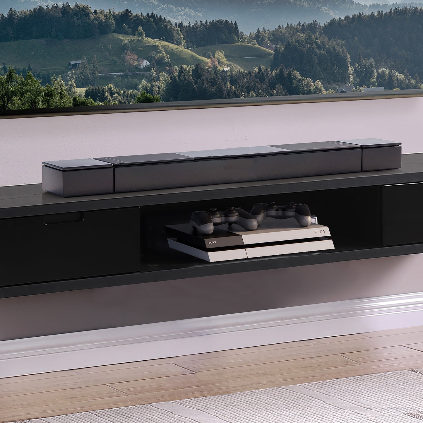 Criterion Air Wall Mount Entertainment Unit 1800mm Black Oak