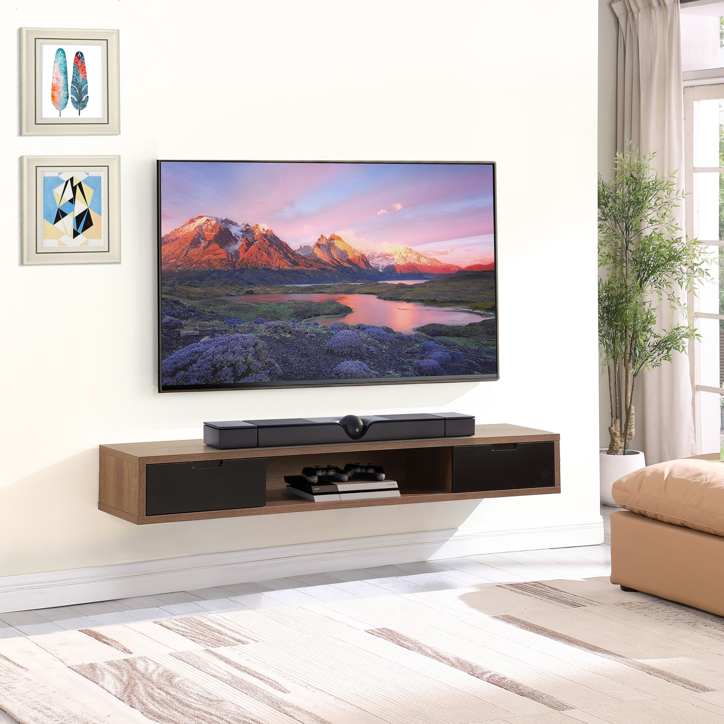 Criterion Air Wall Mount Entertainment Unit 1800mm Dark Oak