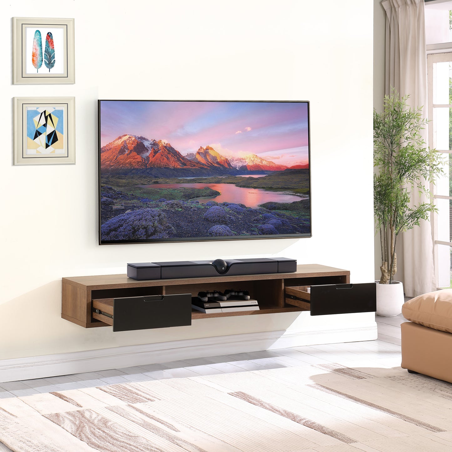 Criterion Air Wall Mount Entertainment Unit 1800mm Dark Oak