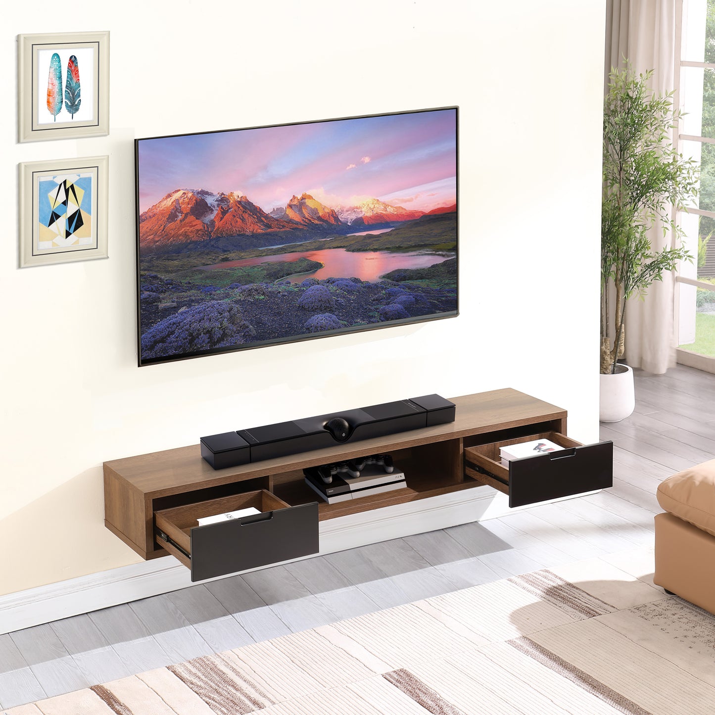 Criterion Air Wall Mount Entertainment Unit 1800mm Dark Oak