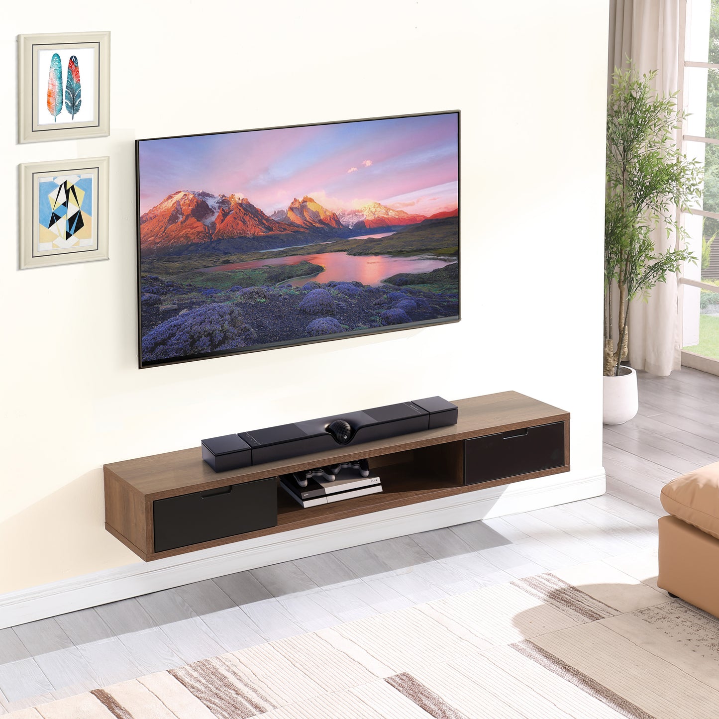 Criterion Air Wall Mount Entertainment Unit 1800mm Dark Oak