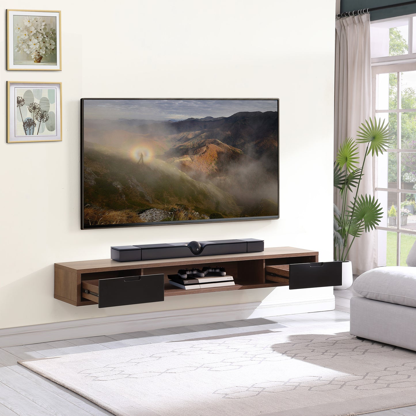 Criterion Air Wall Mount Entertainment Unit 2000mm Dark Oak