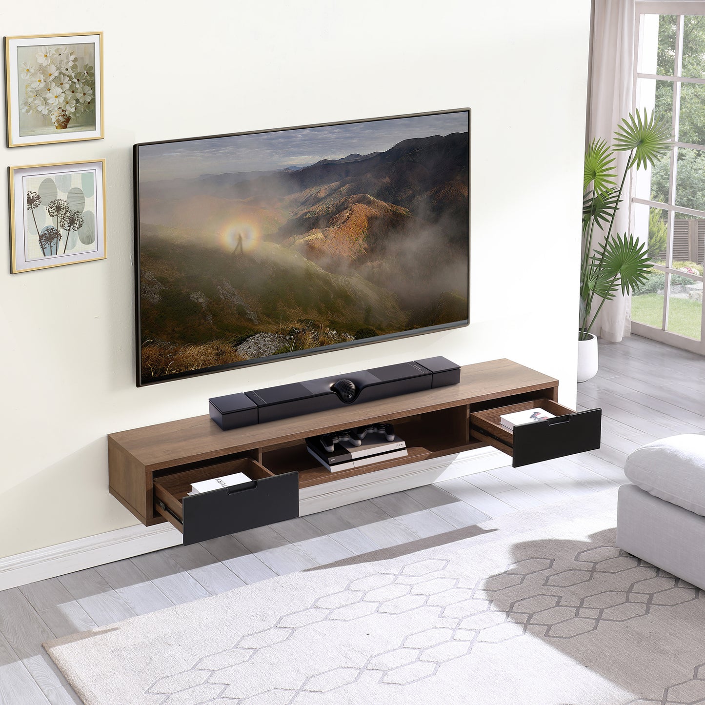 Criterion Air Wall Mount Entertainment Unit 2000mm Dark Oak