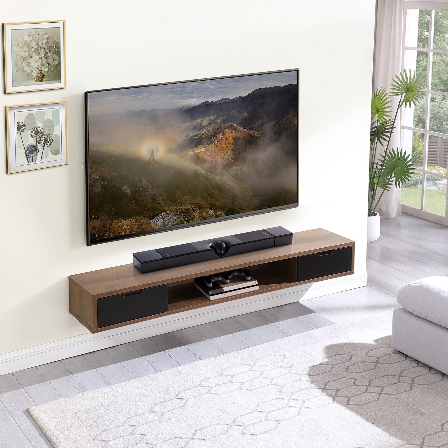 Criterion Air Wall Mount Entertainment Unit 2000mm Dark Oak