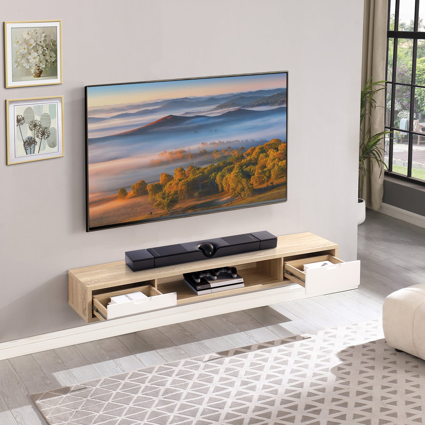 Criterion Air Wall Mount Entertainment Unit 2000mm Oak