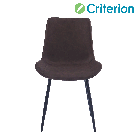Criterion Apollo Dining Chair 830mm PU Leather Cushioned Seat, Carbon Steel Frame Brown