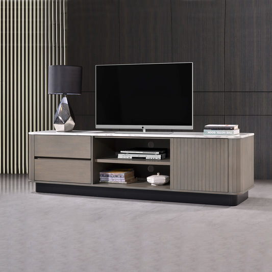 Criterion Eucla Entertainment Unit, TV Cabinet 2000mm Semi-Assembled, Wood Plinth KSK Slate Wood Veneer