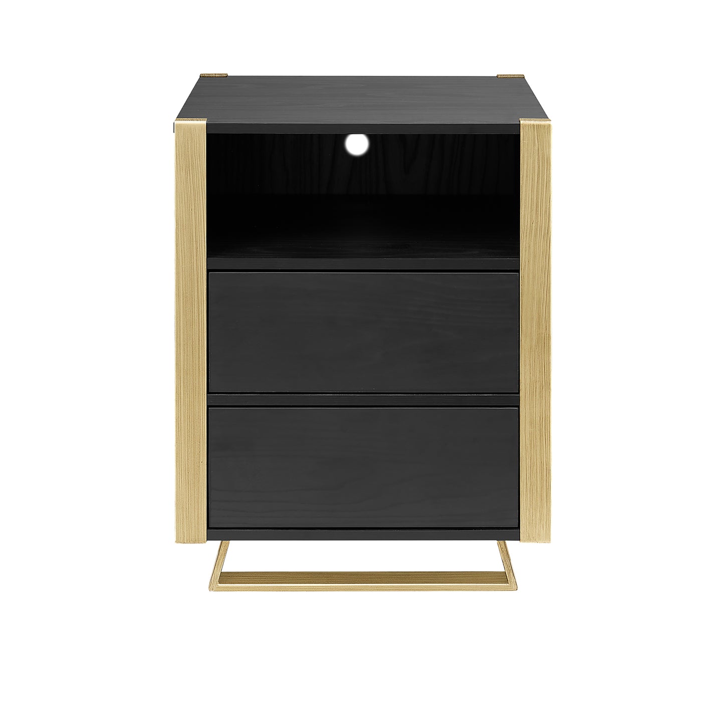 Criterion Capri Bed Side Table, End Table 400mm Black Oak Gold