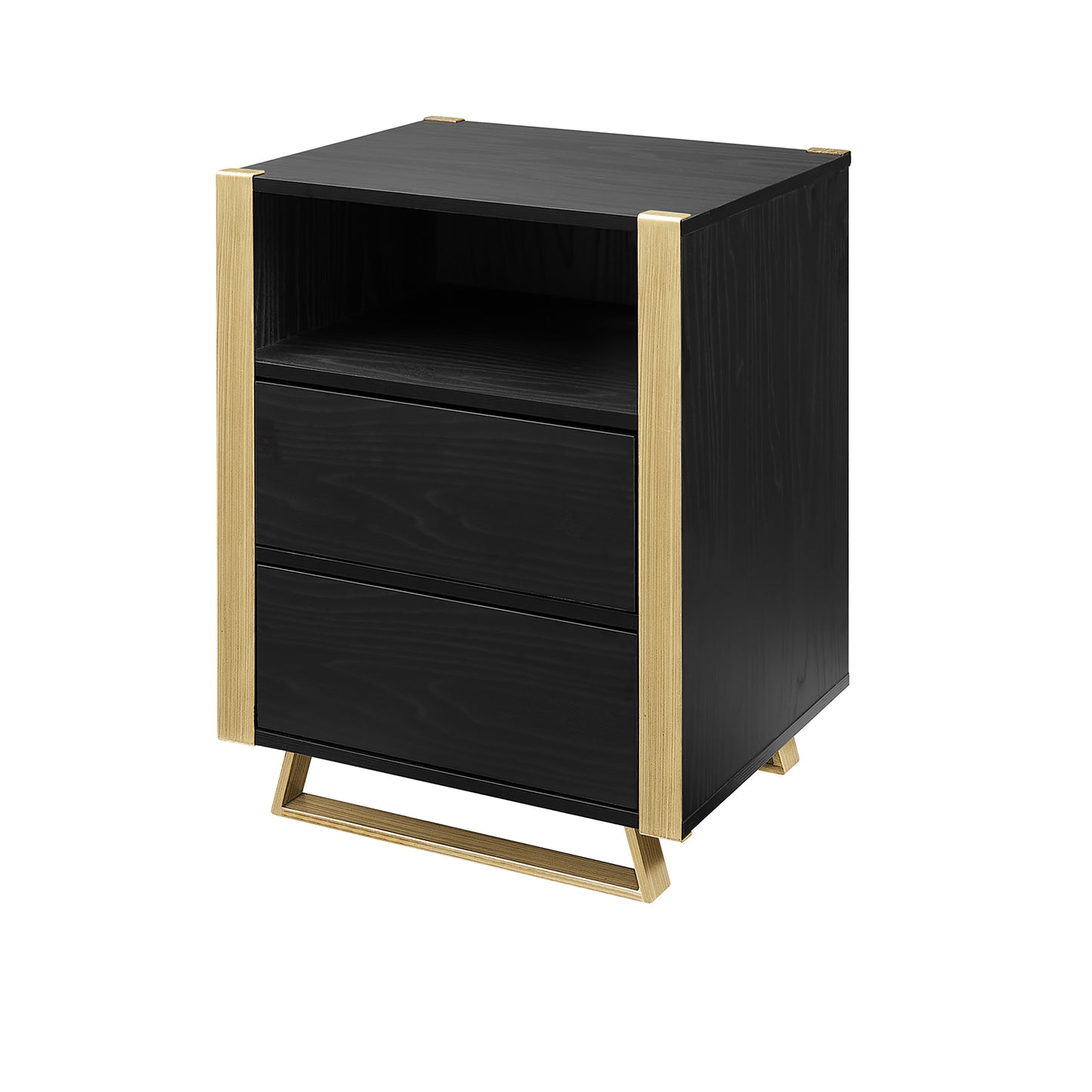 Criterion Capri Bed Side Table, End Table 400mm Black Oak Gold