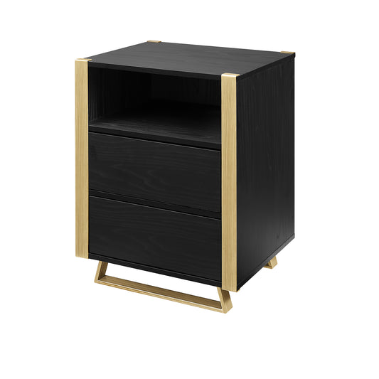 Criterion Capri Bed Side Table, End Table 400mm Black Oak Gold