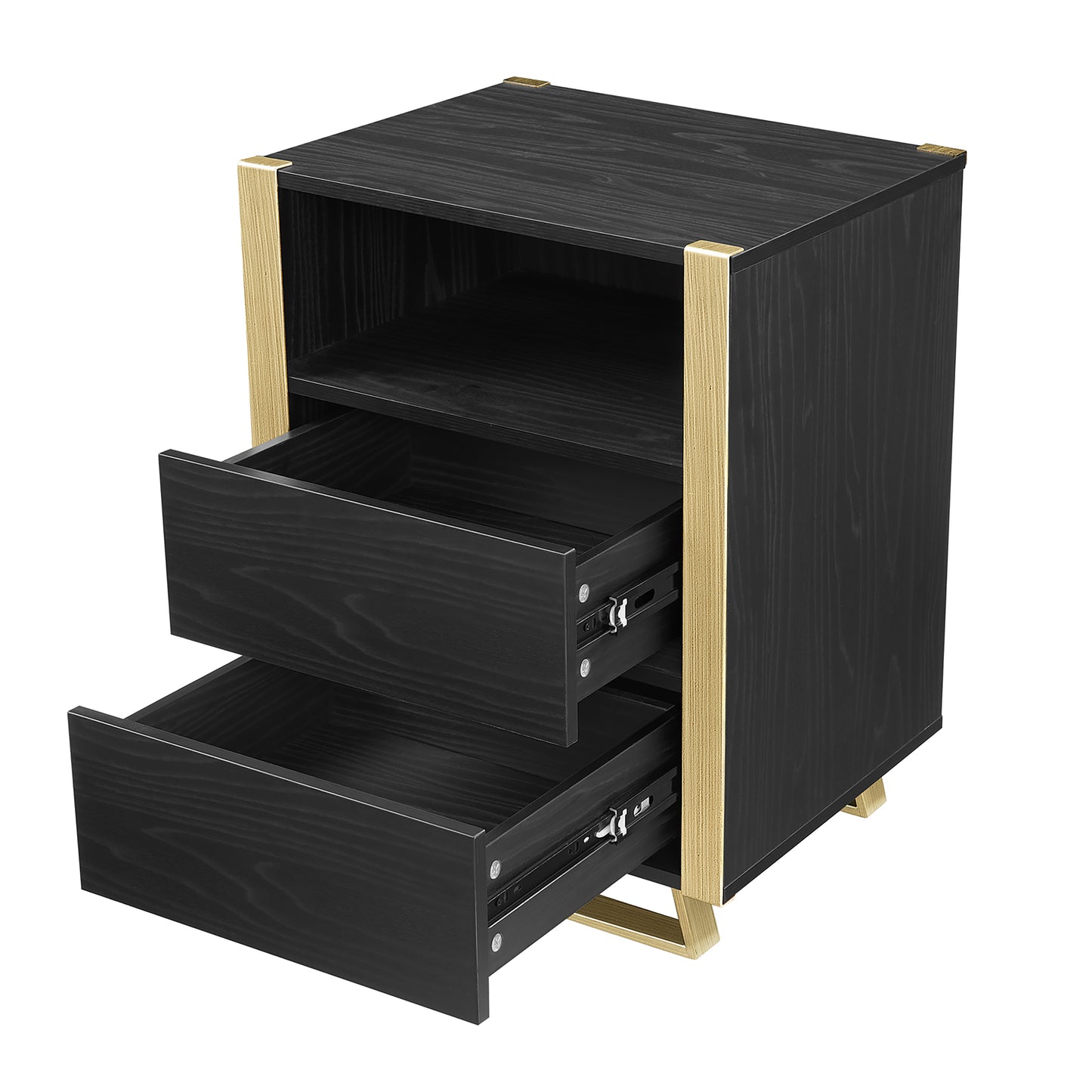Criterion Capri Bed Side Table, End Table 400mm Black Oak Gold
