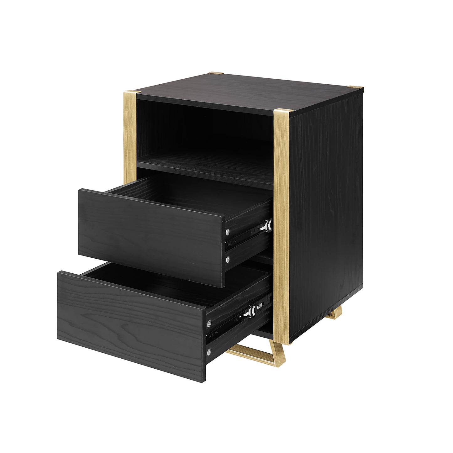 Criterion Capri Bed Side Table, End Table 400mm Black Oak Gold