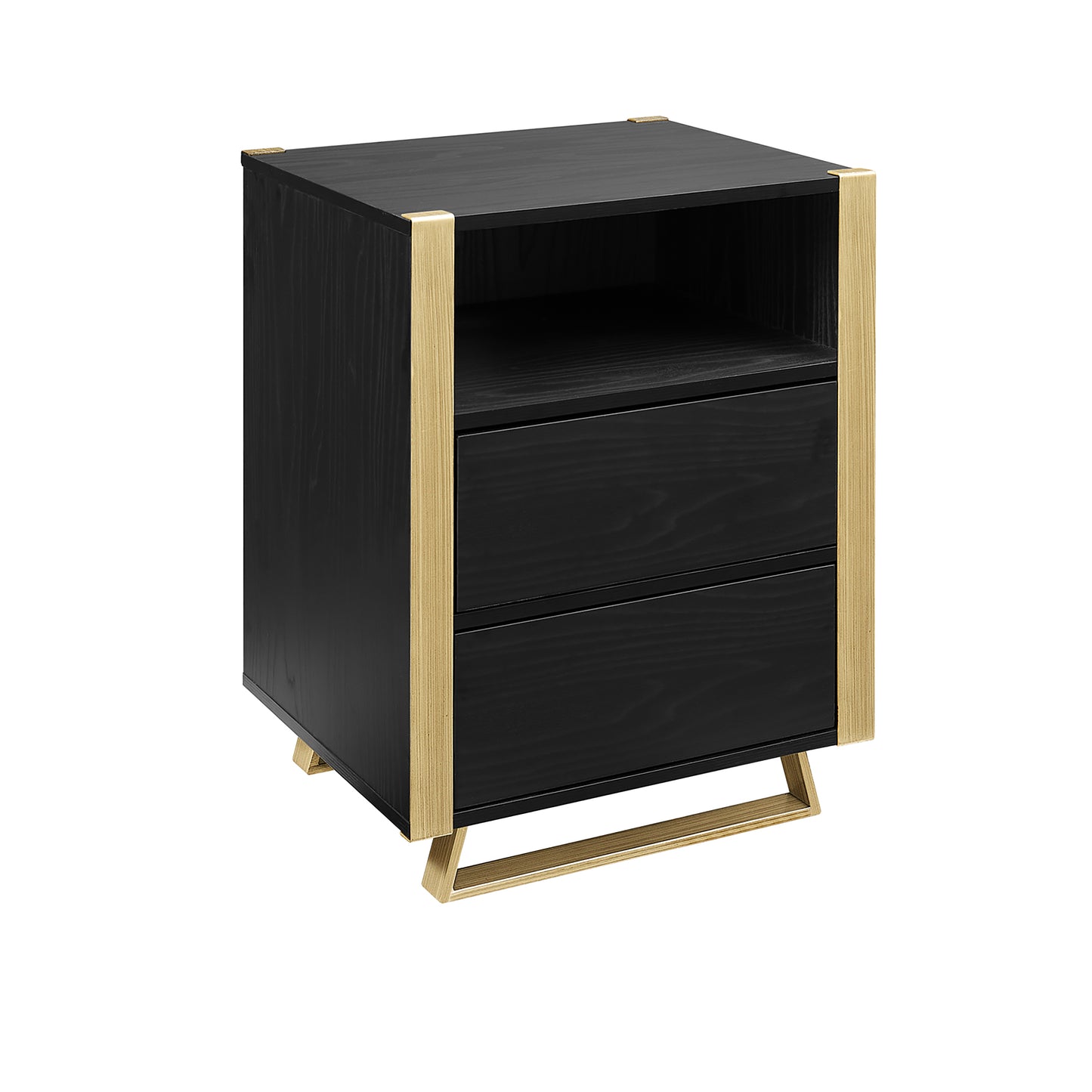 Criterion Capri Bed Side Table, End Table 400mm Black Oak Gold