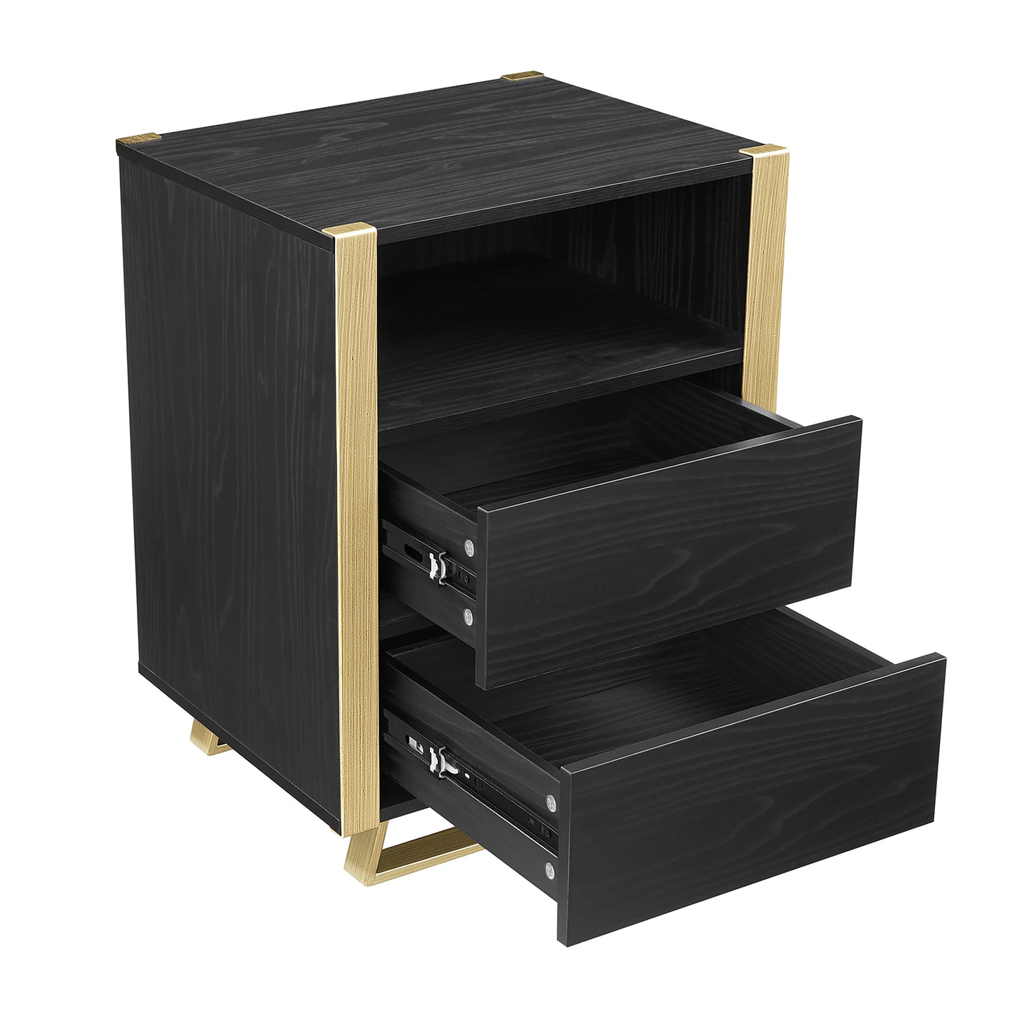 Criterion Capri Bed Side Table, End Table 400mm Black Oak Gold