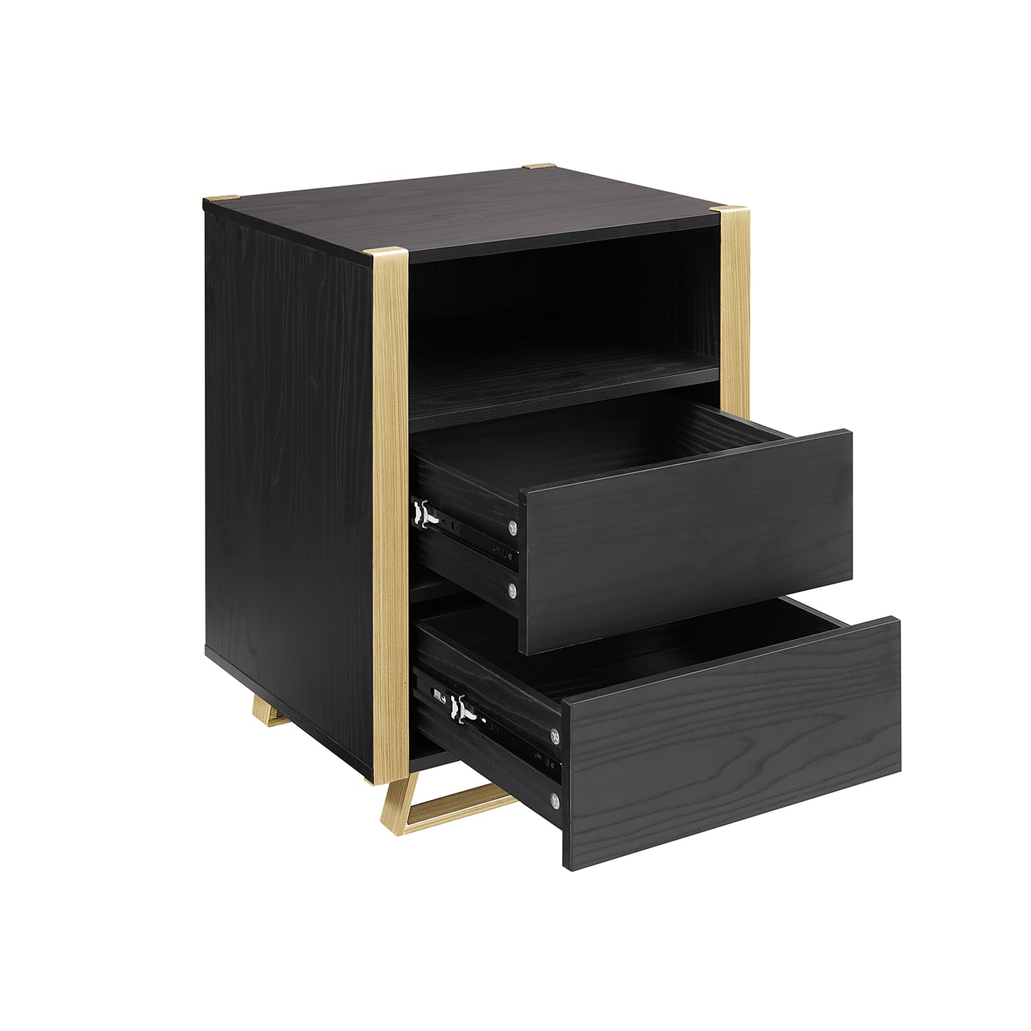 Criterion Capri Bed Side Table, End Table 400mm Black Oak Gold