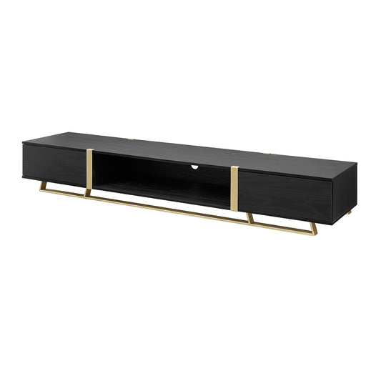 Criterion Capri TV Unit, Entertainment Cabinet 2000mm Low Line Black Oak Gold