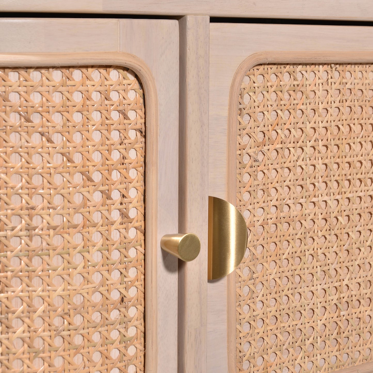 Criterion Jurien Entertainment Unit, TV Cabinet 1800mm Semi-Assembled, Solid Rubber Wood Construction Rattan and White Chocolate