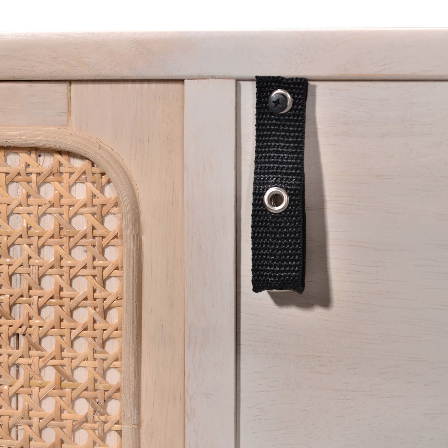 Criterion Jurien Entertainment Unit, TV Cabinet 1800mm Semi-Assembled, Solid Rubber Wood Construction Rattan and White Chocolate