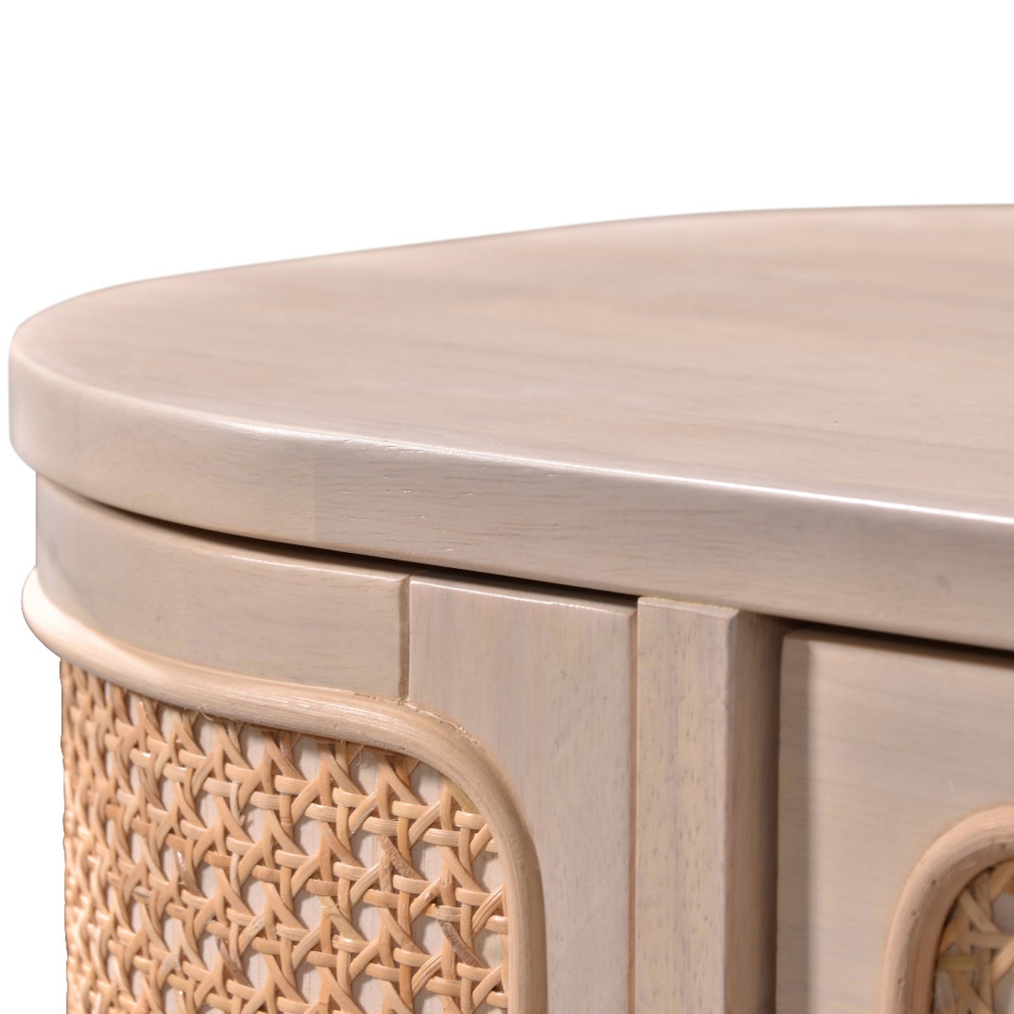 Criterion Jurien Entertainment Unit, TV Cabinet 1800mm Semi-Assembled, Solid Rubber Wood Construction Rattan and White Chocolate