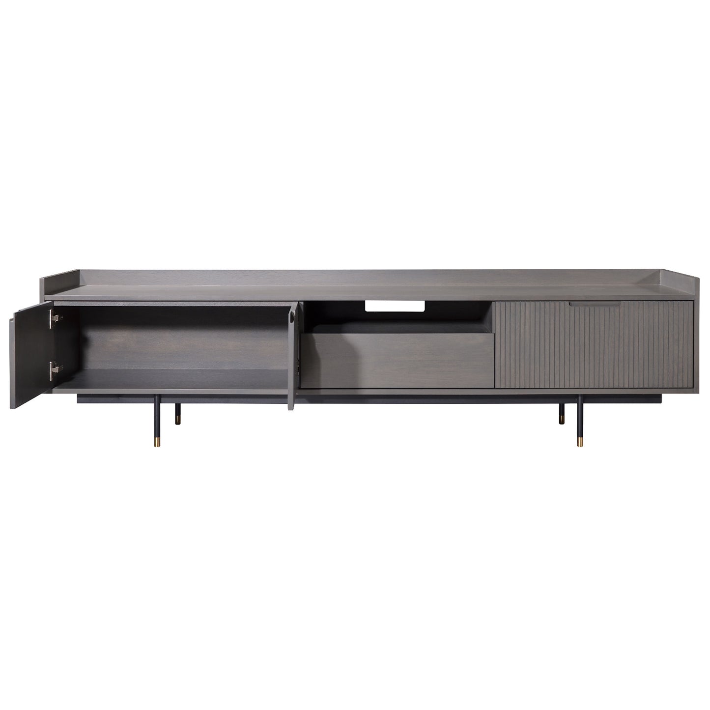 Criterion Bremer Entertainment Unit, TV Cabinet 2000mm Semi-Assembled, KSK Grey Wood Veneer
