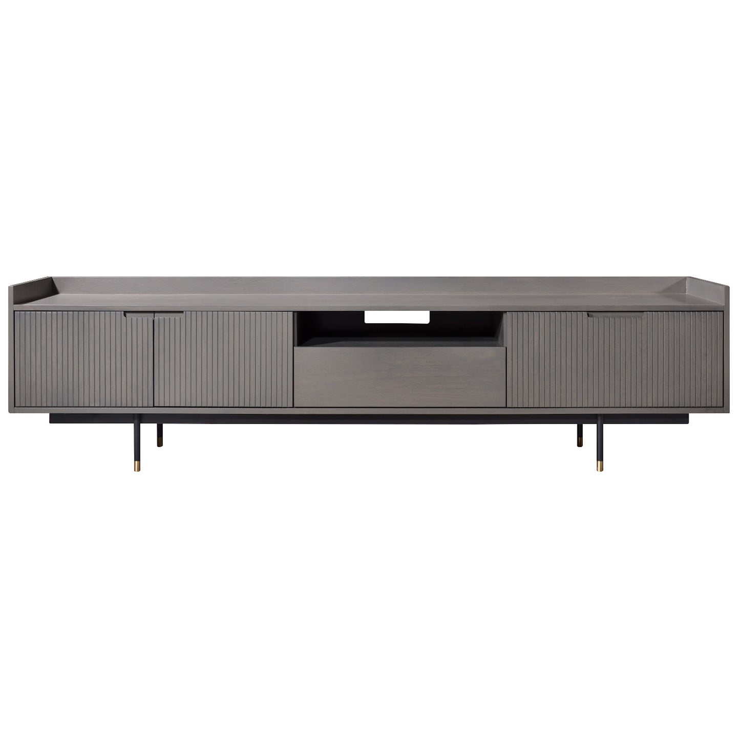 Criterion Bremer Entertainment Unit, TV Cabinet 2000mm Semi-Assembled, KSK Grey Wood Veneer