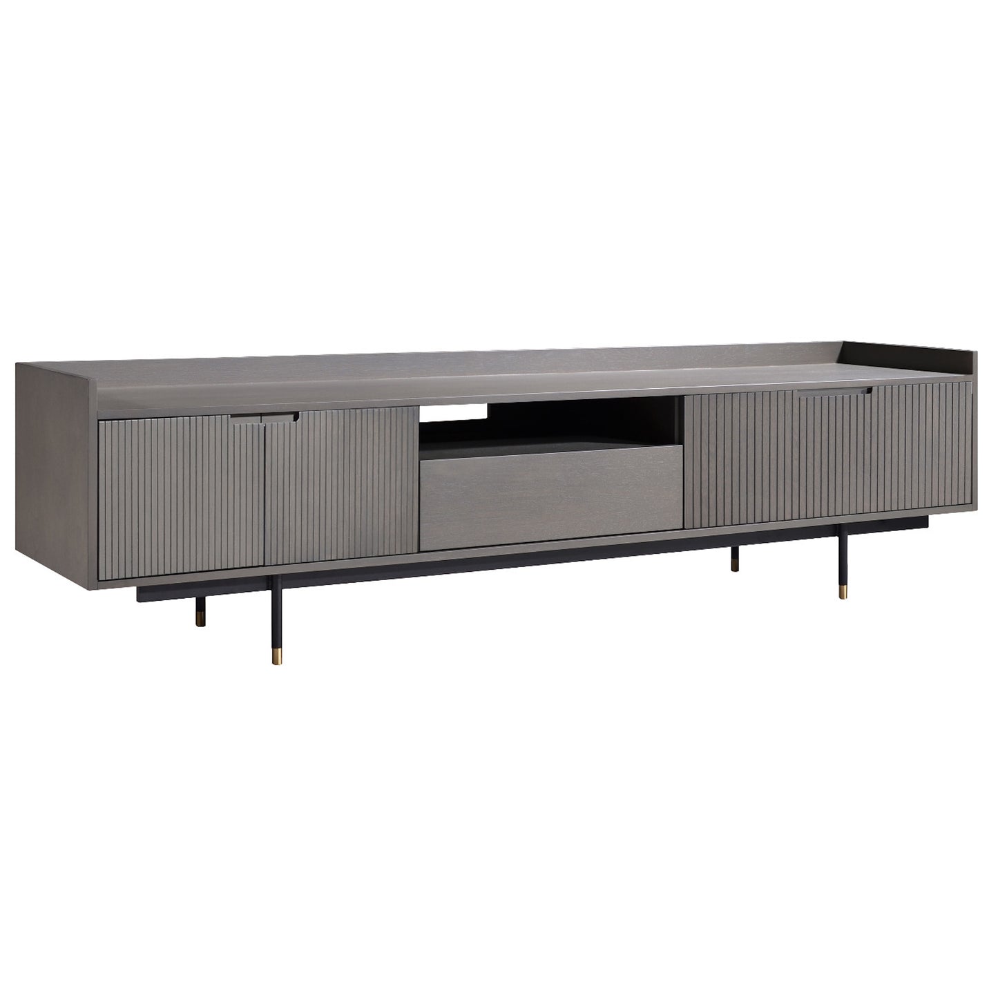 Criterion Bremer Entertainment Unit, TV Cabinet 2000mm Semi-Assembled, KSK Grey Wood Veneer