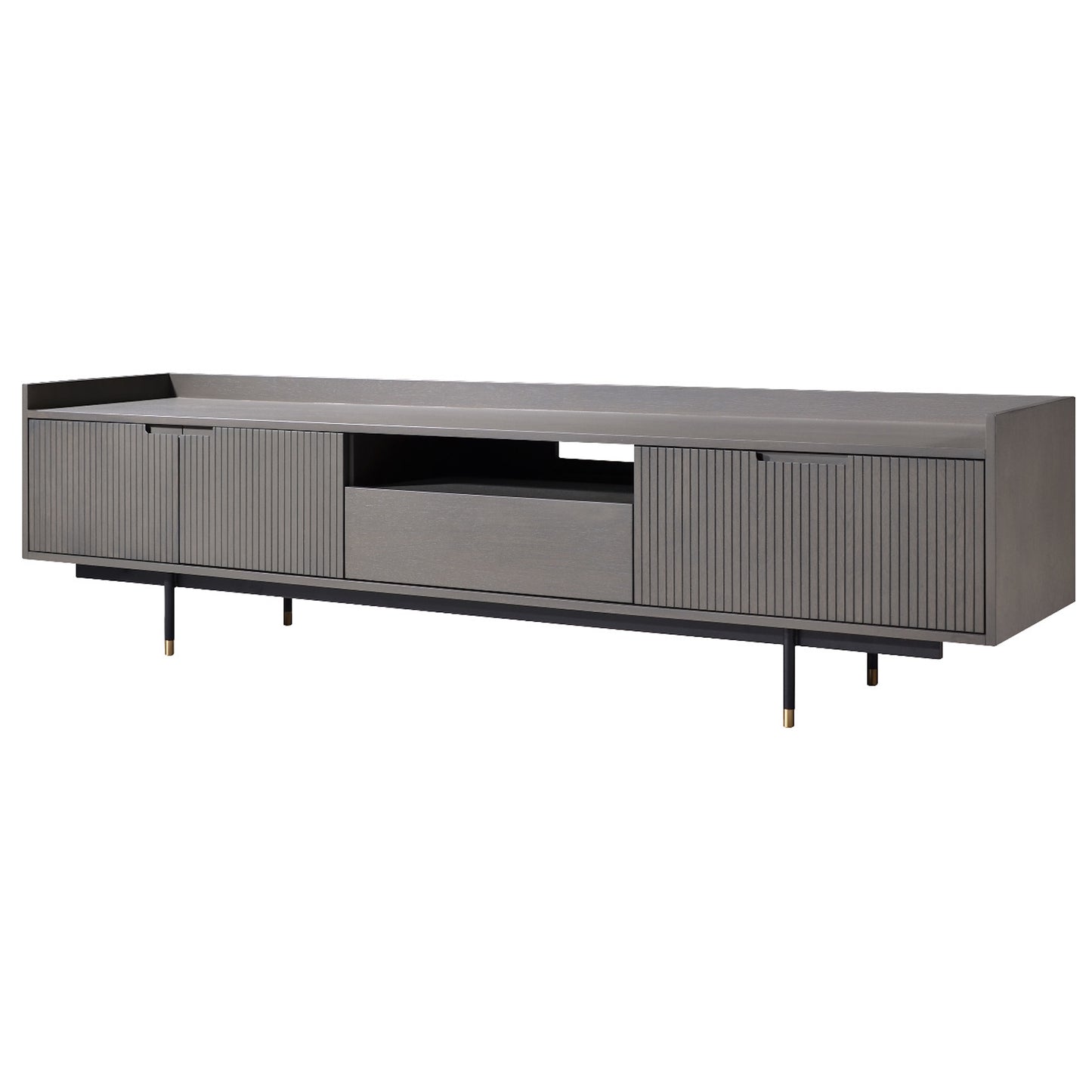 Criterion Bremer Entertainment Unit, TV Cabinet 2000mm Semi-Assembled, KSK Grey Wood Veneer
