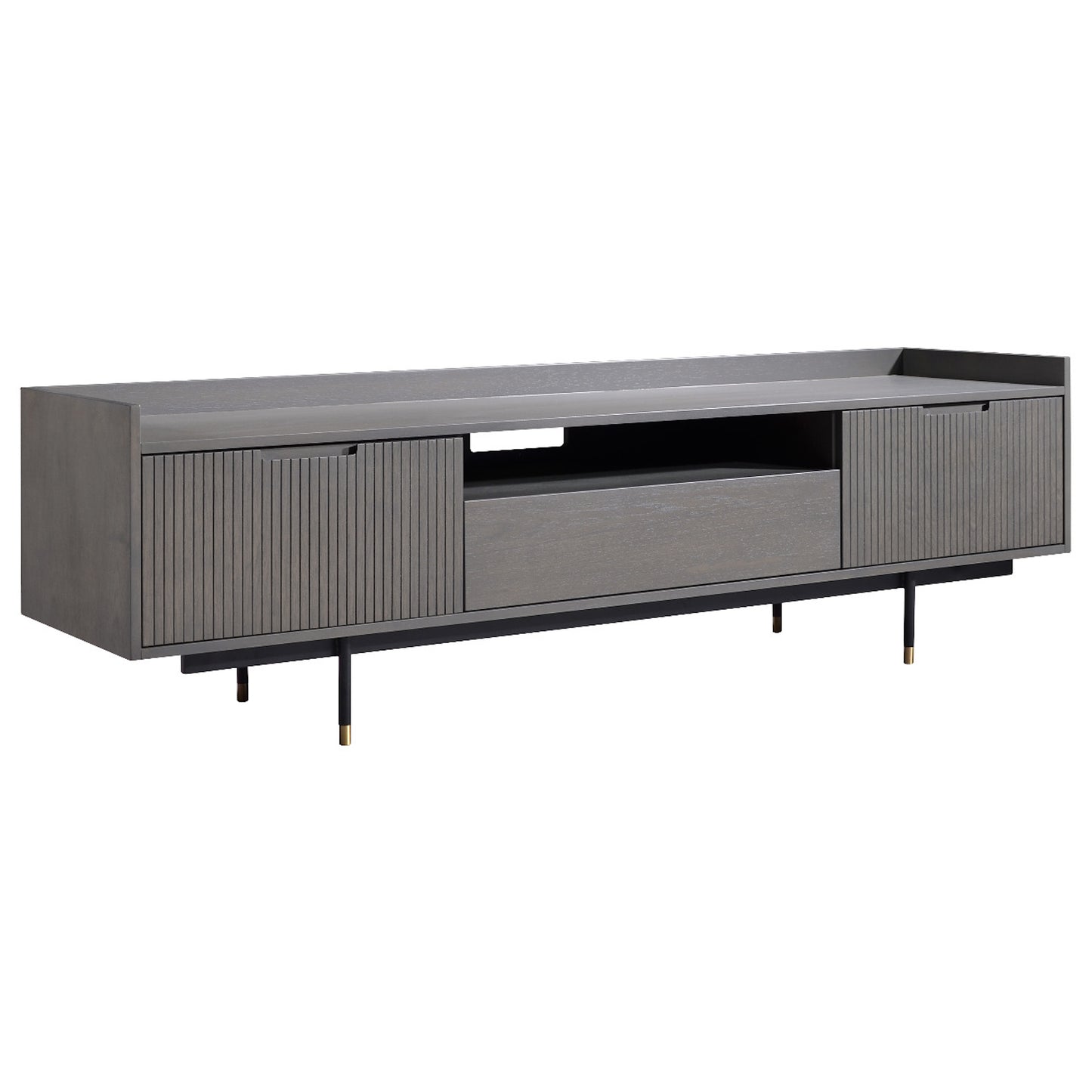 Criterion Bremer Entertainment Unit, TV Cabinet 1800mm Semi-Assembled, KSK Grey Wood Veneer