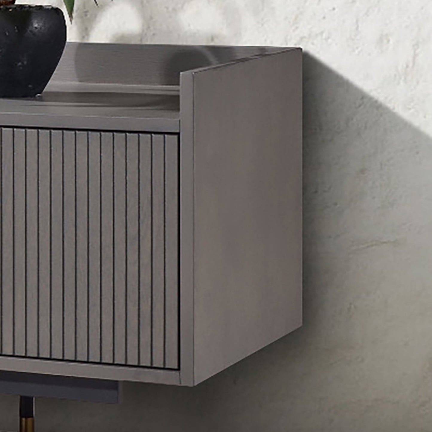 Criterion Bremer Entertainment Unit, TV Cabinet 2000mm Semi-Assembled, KSK Grey Wood Veneer