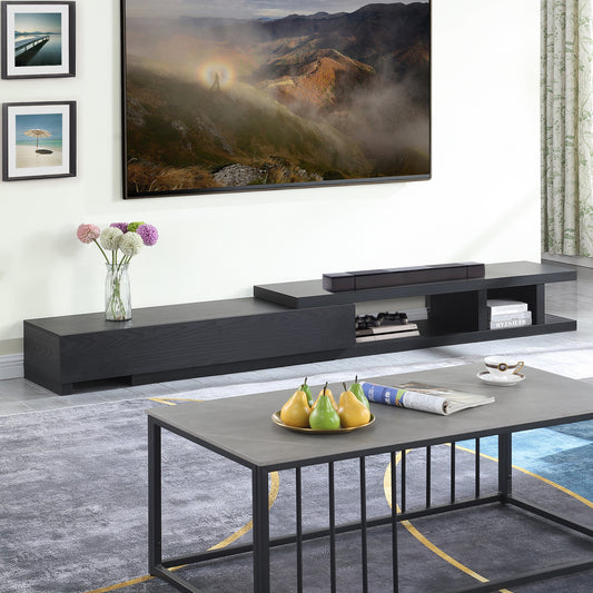 Criterion Conventry Extendable TV Unit, Entertainment Cabinet, 239cm Low Line Black Oak Lifestyle Image
