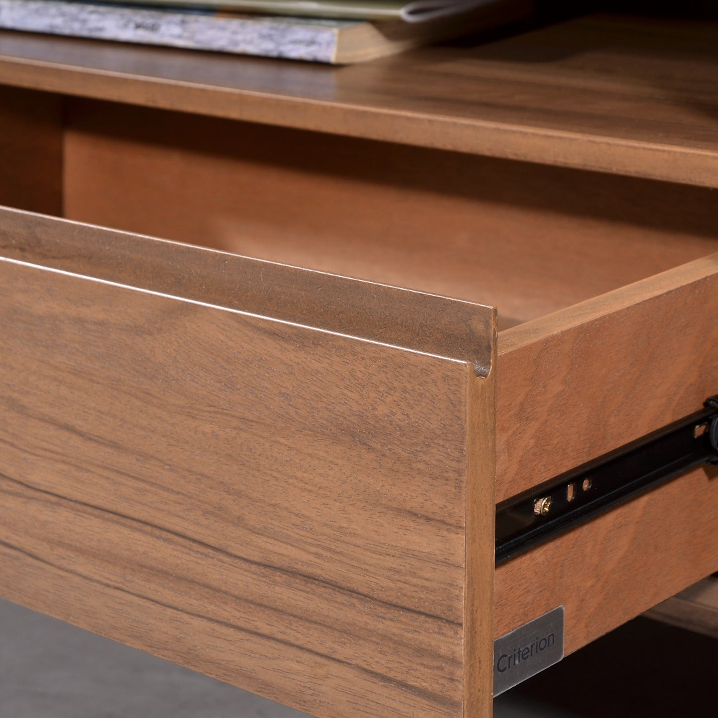 Criterion Denham Entertainment Unit, TV Cabinet 2000mm Semi-Assembled, Solid Rubber Wood Legs Light Walnut Wood Veneer