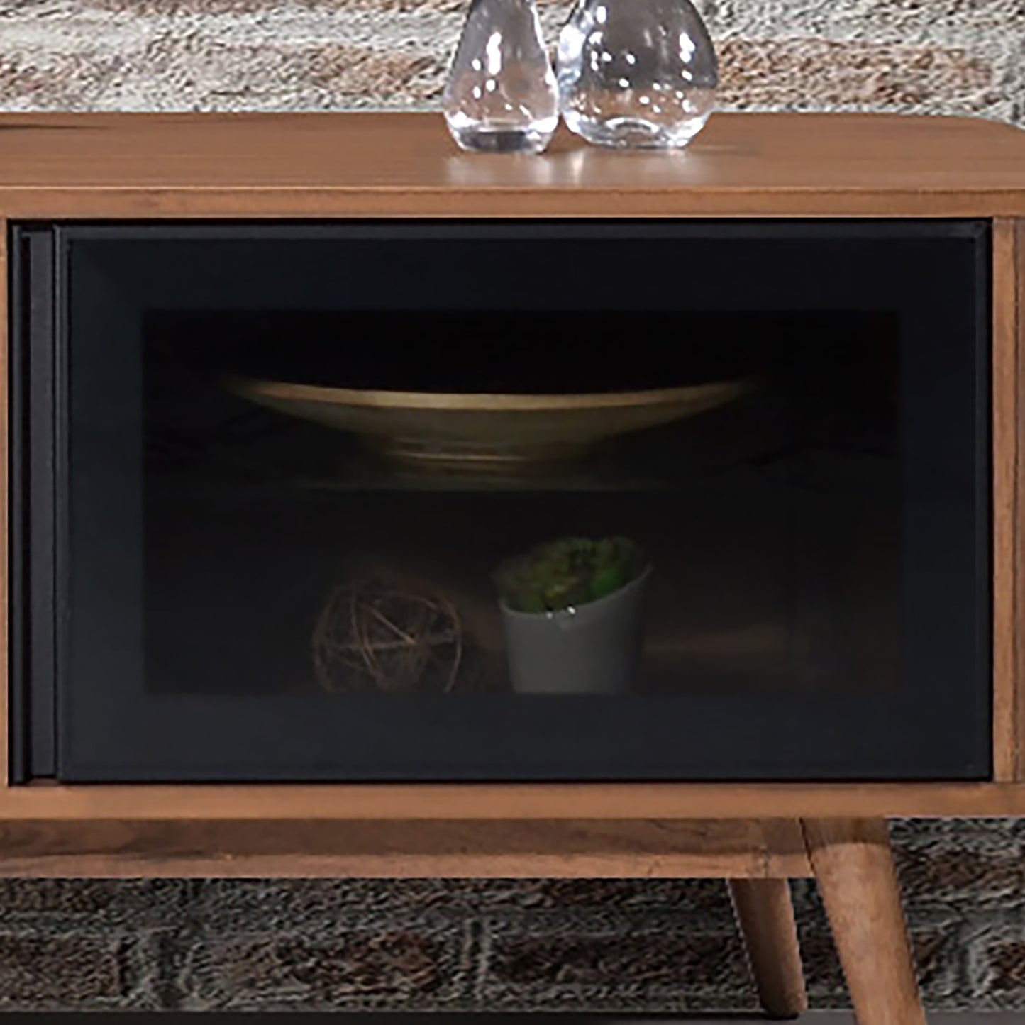 Criterion Denham Entertainment Unit, TV Cabinet 1800mm Semi-Assembled, Solid Rubber Wood Legs Light Walnut Wood Veneer