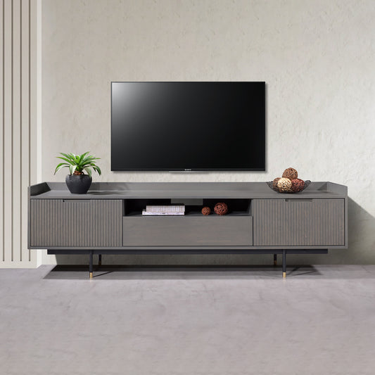 Criterion Bremer Entertainment Unit, TV Cabinet 1800mm Semi-Assembled, KSK Grey Wood Veneer