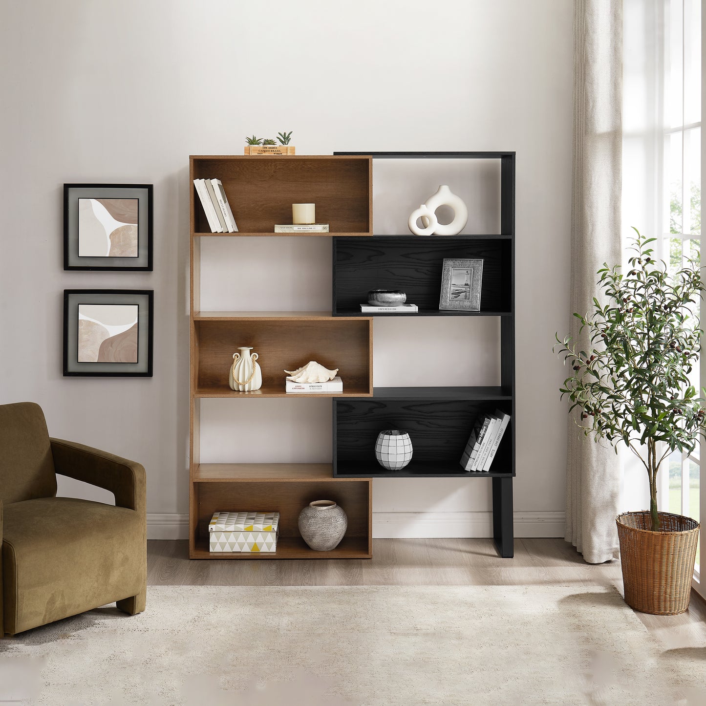Criterion Accord Bookcase 1800mm Dark Oak Black