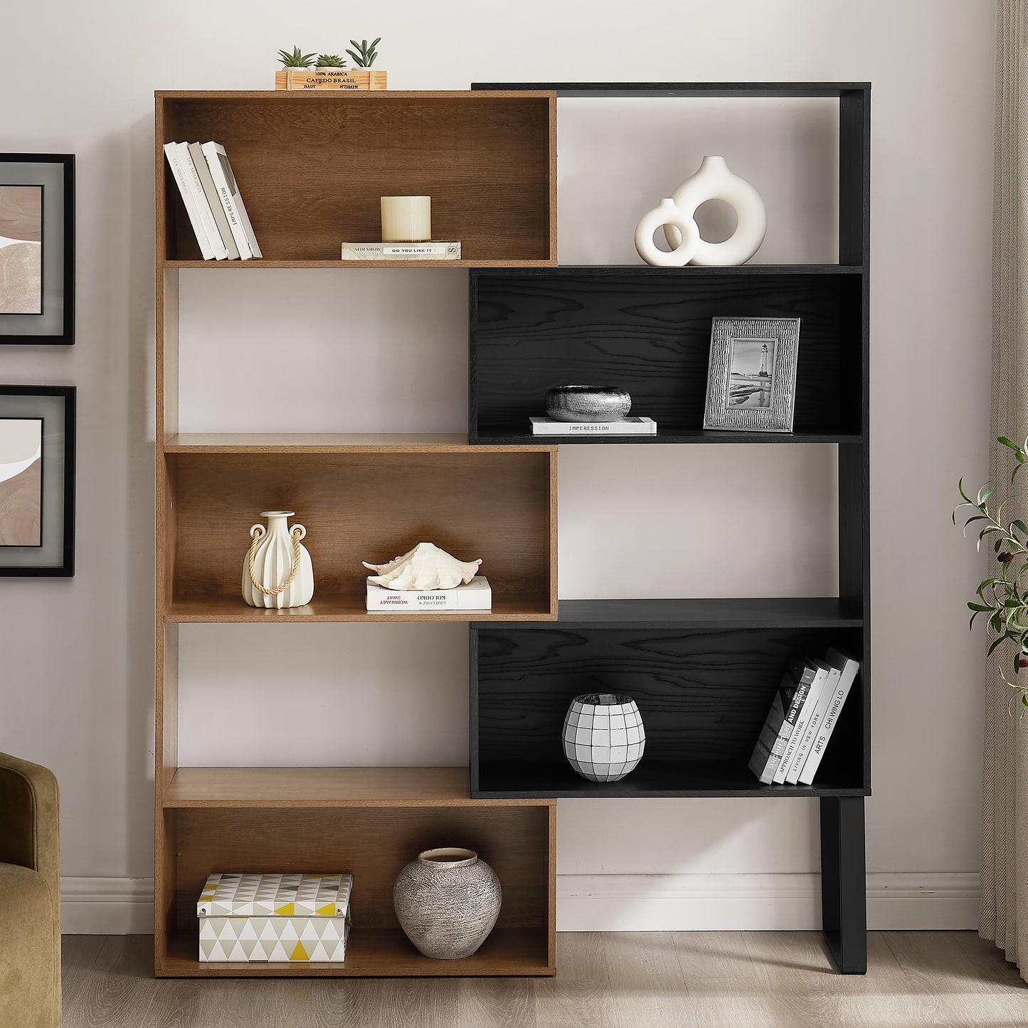 Criterion Accord Bookcase 1800mm Dark Oak Black