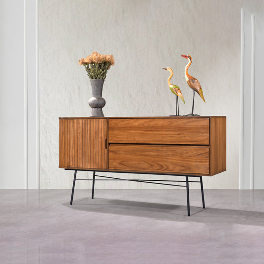 Criterion Albany Buffet, Side Board 1600mm Semi-Assembled, Powder Coated Steel Legs Dark Ash