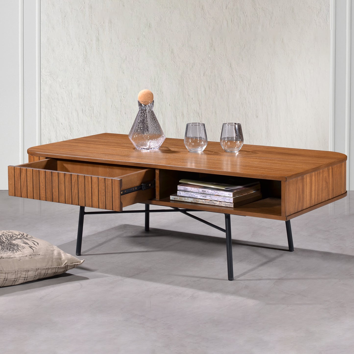 Criterion Albany Coffee Table 1200mm Semi-Assembled, Powder Coated Steel Legs Dark Ash