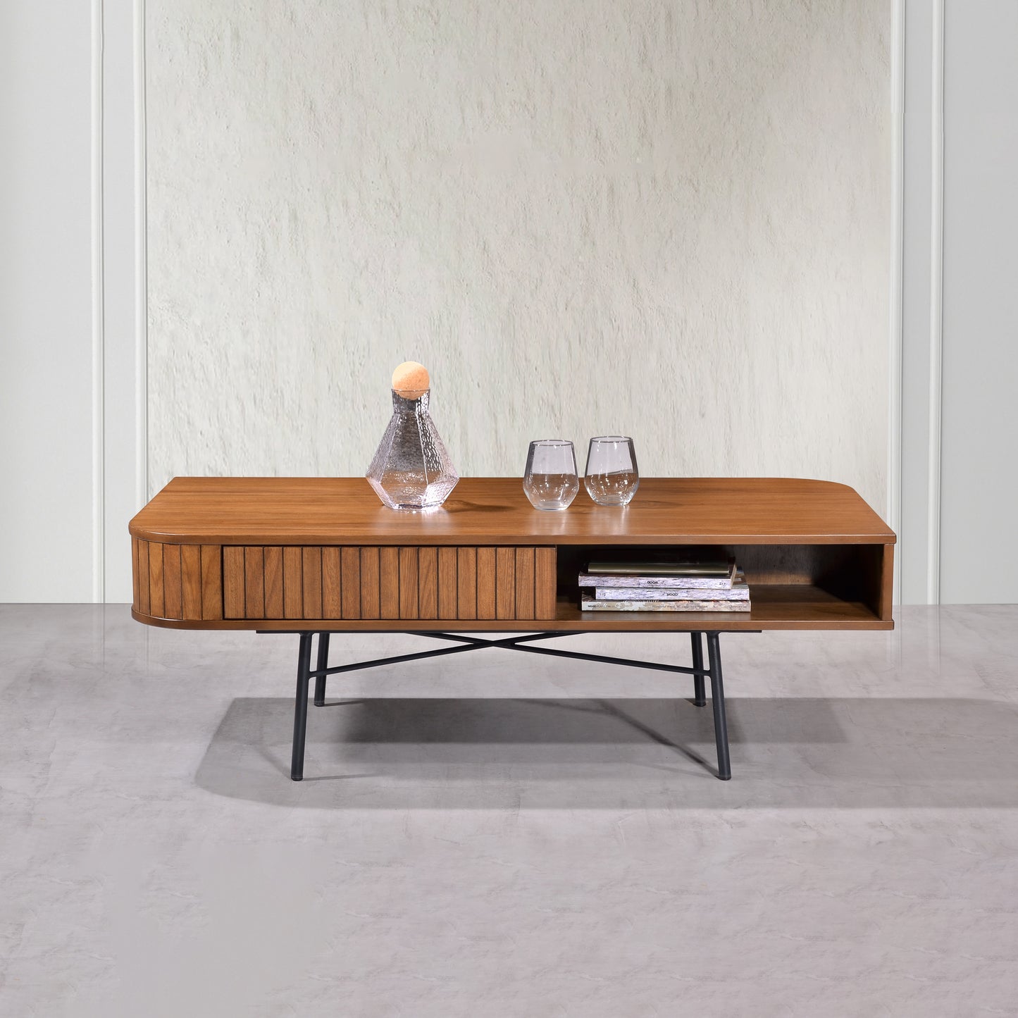 Criterion Albany Coffee Table 1200mm Semi-Assembled, Powder Coated Steel Legs Dark Ash