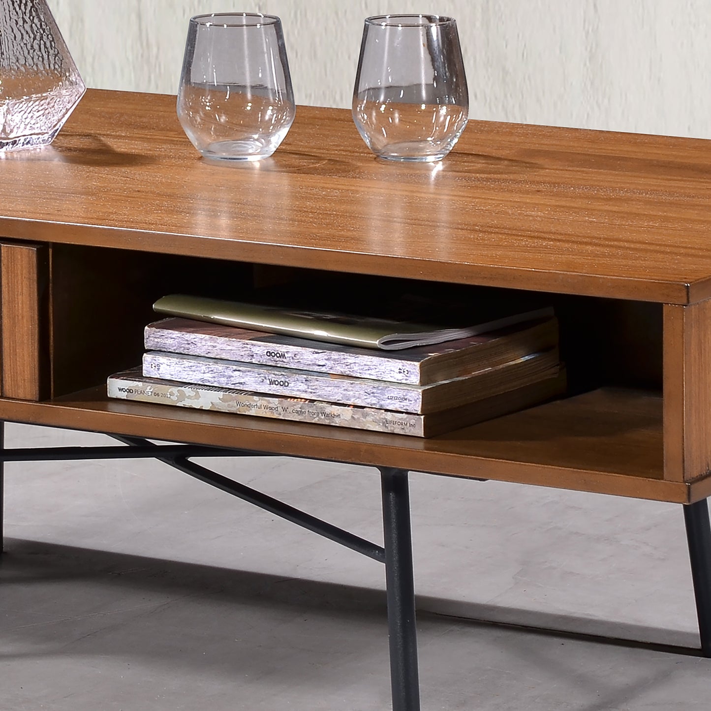 Criterion Albany Coffee Table 1200mm Semi-Assembled, Powder Coated Steel Legs Dark Ash
