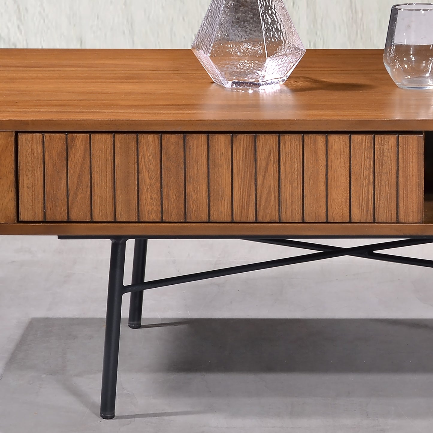 Criterion Albany Coffee Table 1200mm Semi-Assembled, Powder Coated Steel Legs Dark Ash