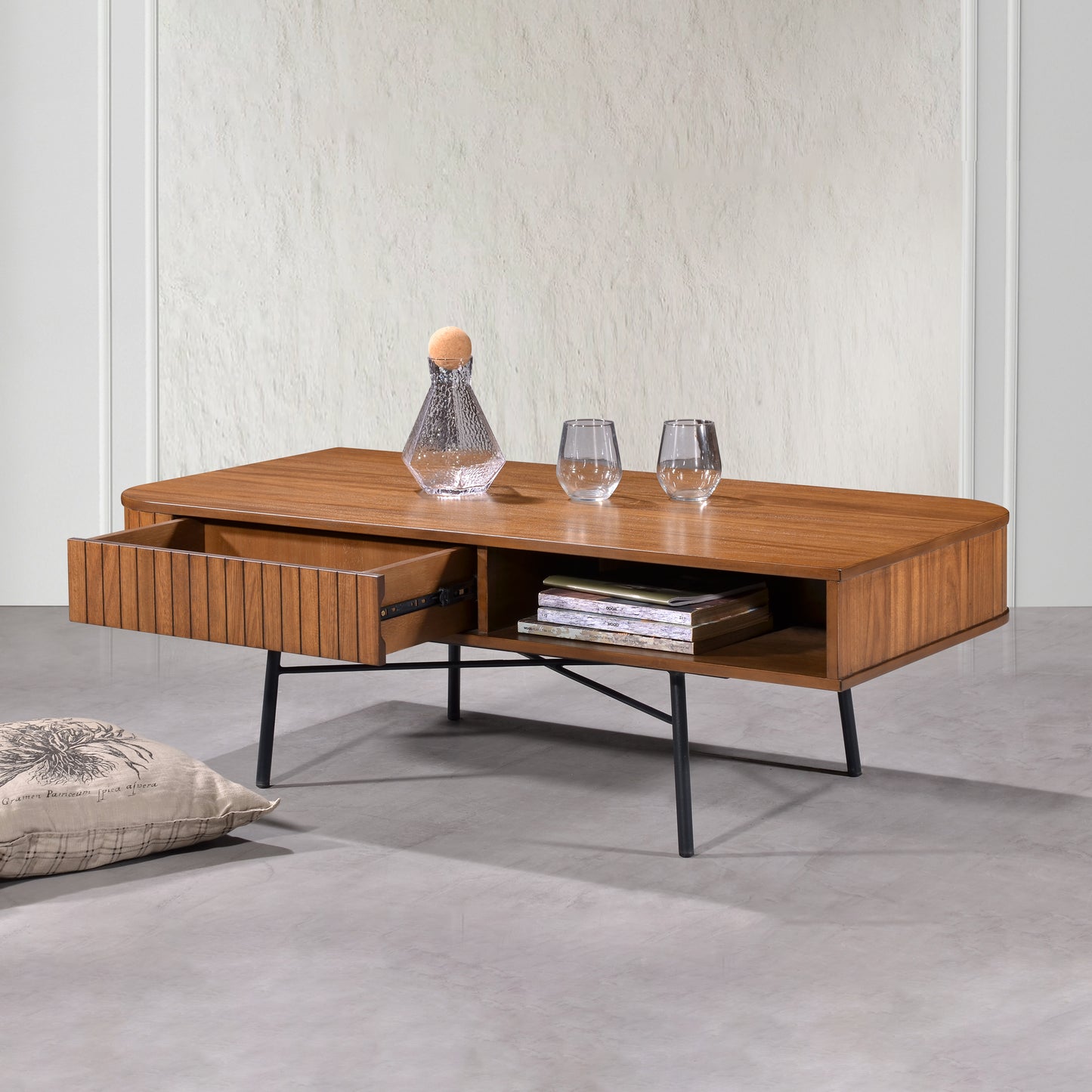 Criterion Albany Coffee Table 1200mm Semi-Assembled, Powder Coated Steel Legs Dark Ash