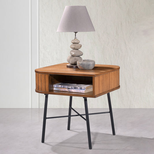 Criterion Albany End Table 500mm Semi-Assembled, Powder Coated Steel Legs Dark Ash