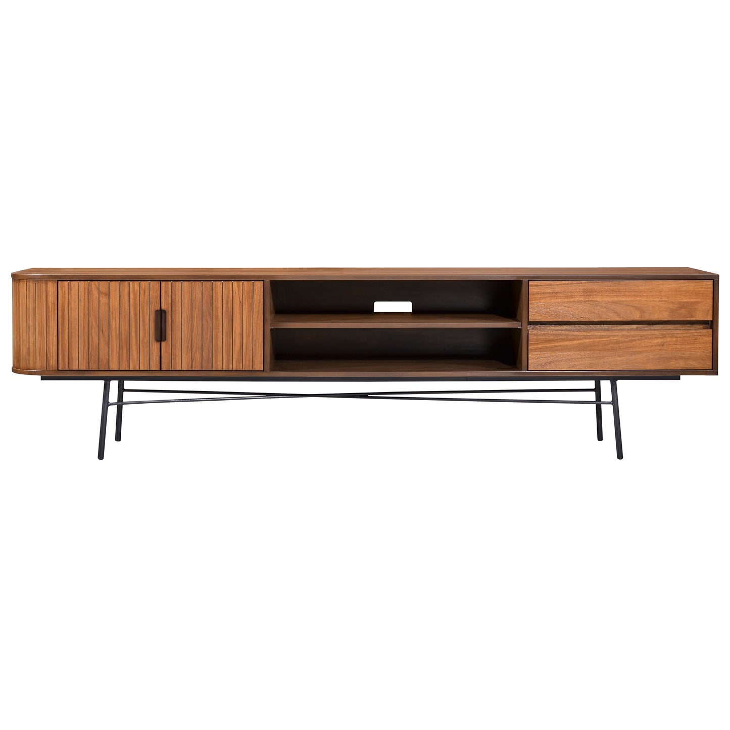 Criterion Albany Entertainment Unit, TV Cabinet 2100mm Semi-Assembled, Powder Coated Steel Legs Dark Ash